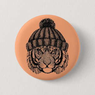 Winter Fashion Ready Tiger 6 Cm Round Badge