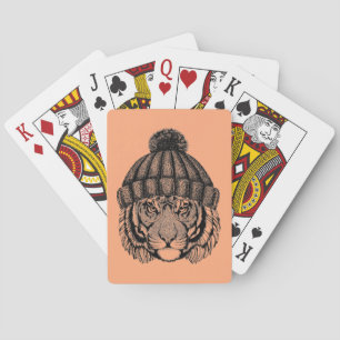 Winter Fashion Ready Tiger Playing Cards