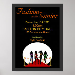 Winter Fashion Show Designer Black and Red Posters
