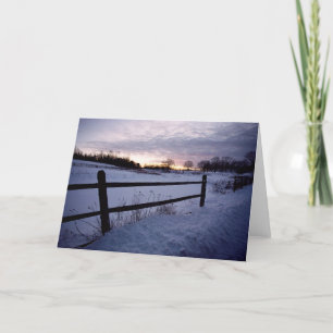 Winter Fence Snow Landscape Xmas Holiday Christmas Card