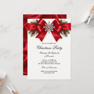 Winter Festive Bow Christmas Party Invitation 