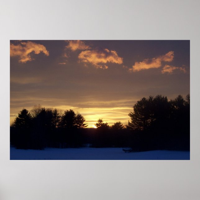 Winter Field Sunset Poster (Front)