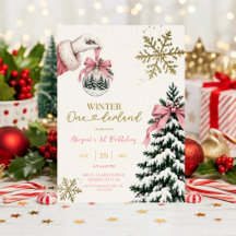 Winter First Birthday Invitation | Elegant Snowy C