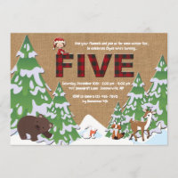 Winter Five Birthday Party Invitation