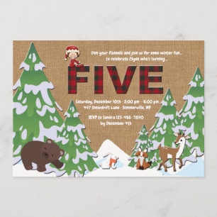 Winter Five Birthday Party Invitation