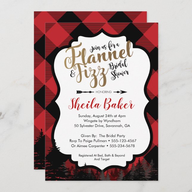 Winter Flannel Bridal Shower Invitation (Front/Back)