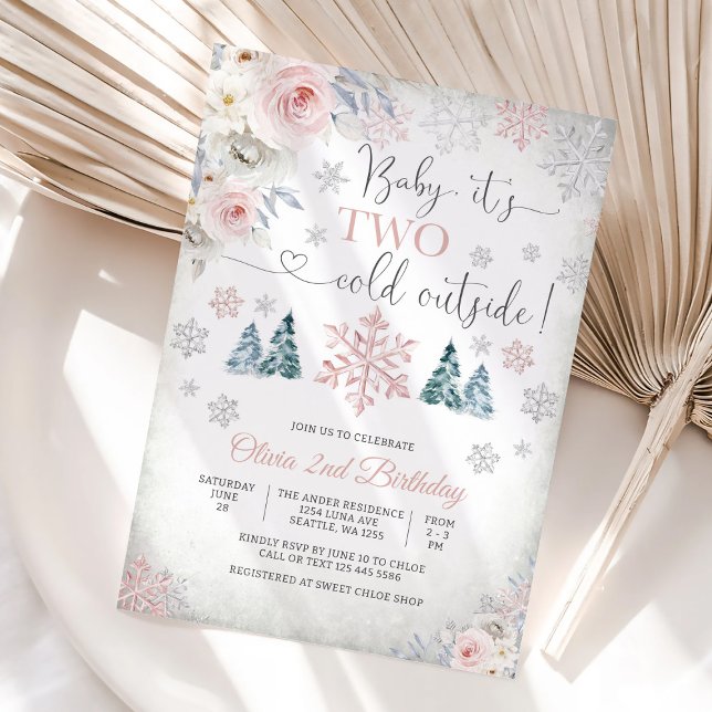 Winter Floral 2nd Birthday Invitation (Creator Uploaded)