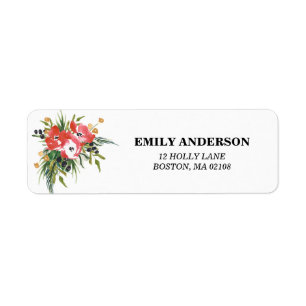 Winter Floral Address Label Return Address Label
