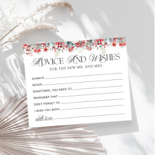 Winter Floral Advice and Wishes Bridal Shower Card