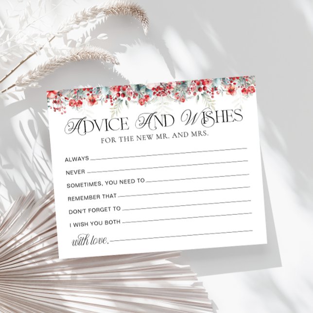 Winter Floral Advice and Wishes Bridal Shower Card (Creator Uploaded)