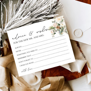 Winter Floral Advice and Wishes Bridal Shower Card