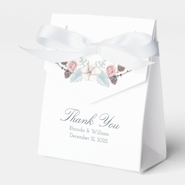 Winter floral and Foliage Watercolor Wedding  Favour Box (Front Side)
