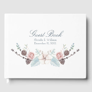 Winter floral and Foliage Watercolor Wedding Guest Book