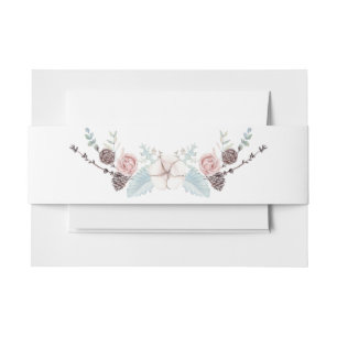Winter floral and Foliage Watercolor Wedding Invitation Belly Band