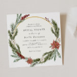 Winter Floral and Greenery Bridal Shower Invitation<br><div class="desc">Bridal Shower invitation featuring a wreath of winter florals and evergreens. Customise with your information for the bride to be. Click "click to customise further" to change the font style,  size,  or colour.</div>