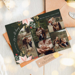 Winter Floral Arch Joy In All Things Five Photo Holiday Card
