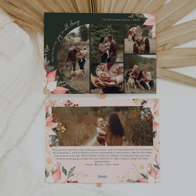 Winter Floral Arch Joy In All Things Six Photo Holiday Card (Creator Uploaded)