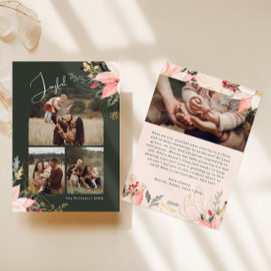 Winter Floral Arch Joyful Four Photo Christmas Holiday Card