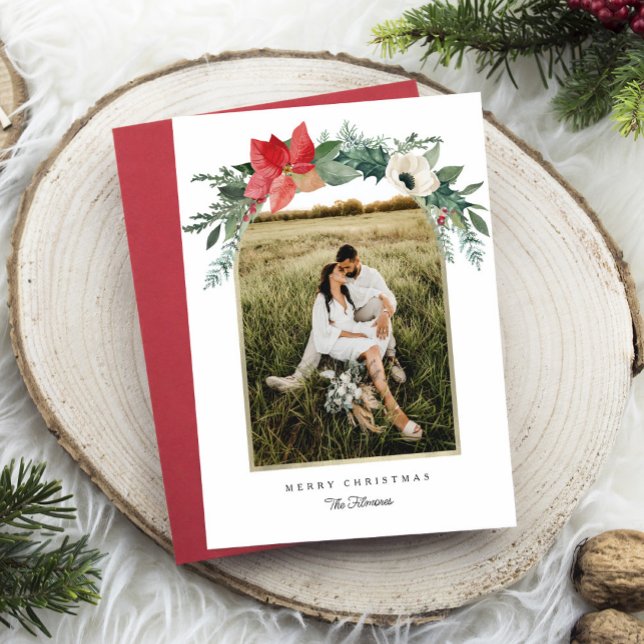 Winter Floral Arch Photo Holiday Card (Creator Uploaded)