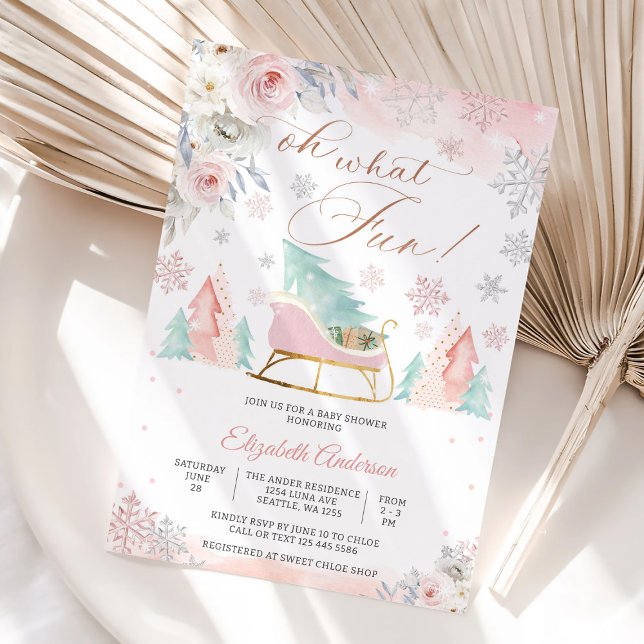Winter Floral Baby Shower Invitation (Creator Uploaded)