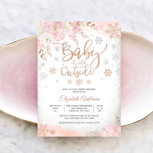 Winter Floral Baby Shower Invitation