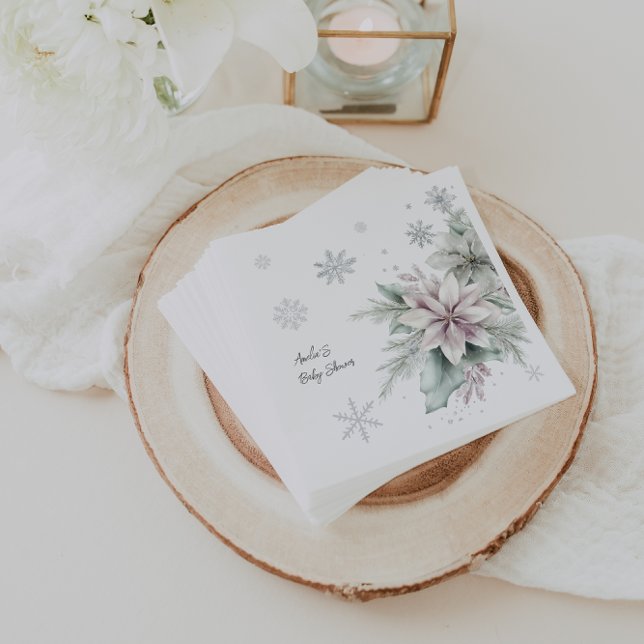 Winter Floral Baby Shower Napkin (Creator Uploaded)