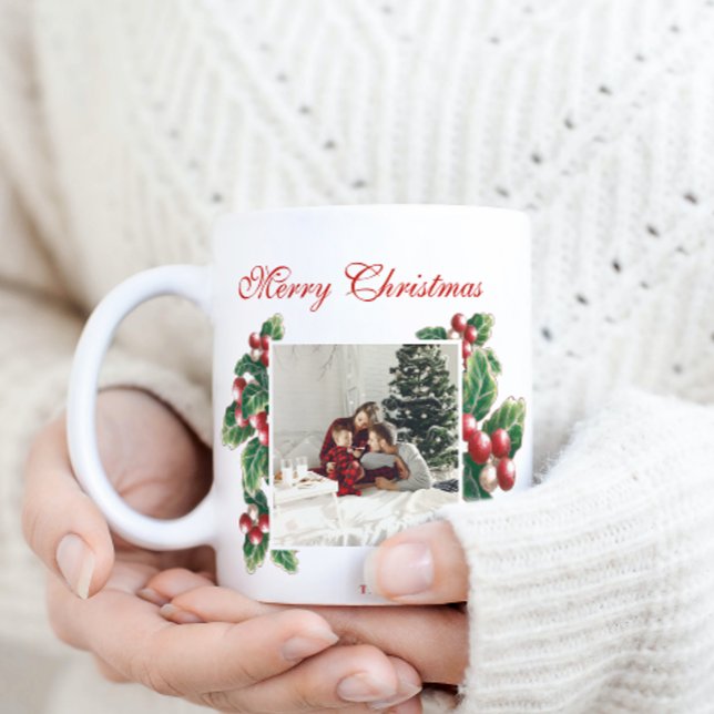 Winter Floral Berries | Christmas | Family Photo Coffee Mug (Creator Uploaded)