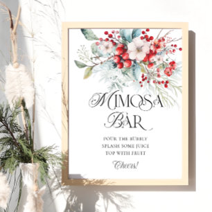 Winter Floral Bridal Shower Mimosa Bar Poster