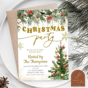 Winter Floral Christmas Holiday Party Invitation