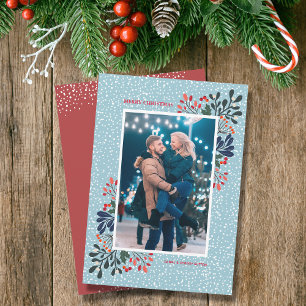 Winter Floral Christmas Photo Holiday Card