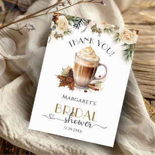 Winter Floral Coffee Bridal Shower Thank You Card