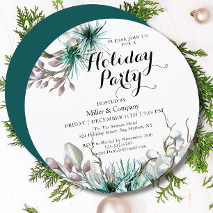 Winter Floral Corporate Christmas Party Invitation