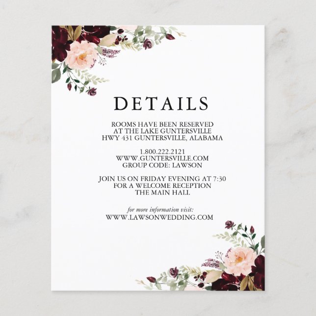 Winter Floral Details Card | Budget (Front)