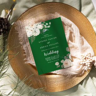 Winter Floral Green Informal Wedding Invitation