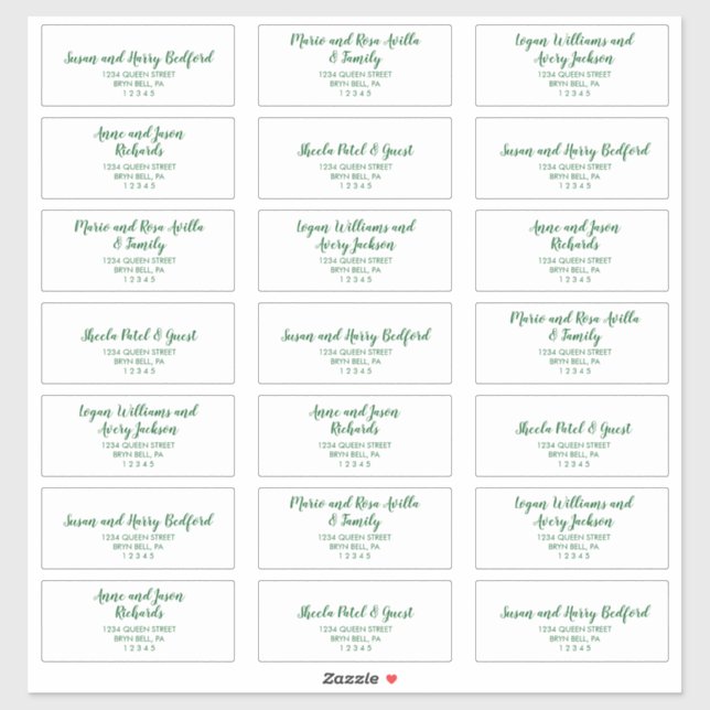 Winter Floral |Green Wedding Guest Address Labels (Sheet)