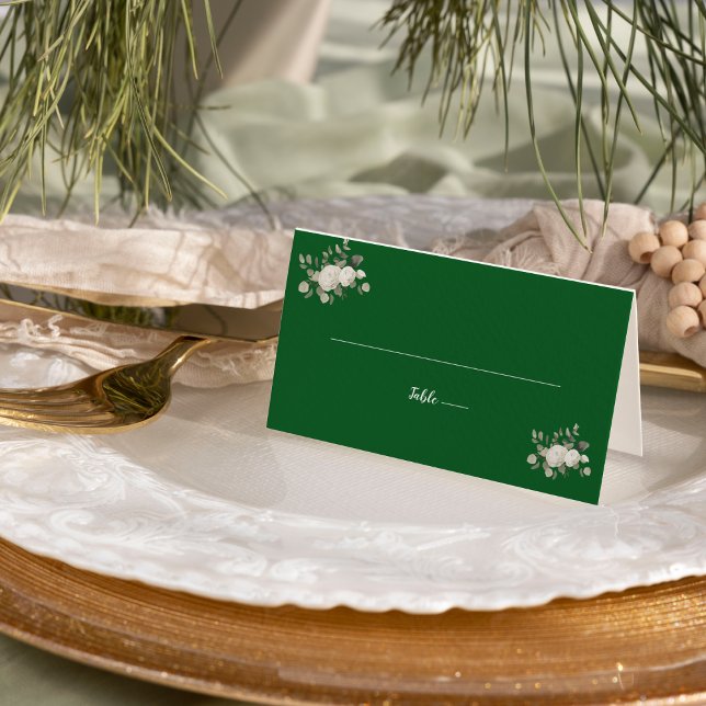Winter Floral | Green Wedding Place Card (Creator Uploaded)