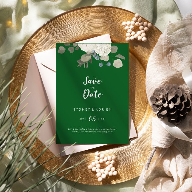 Winter Floral | Green Wedding Save The Date (Creator Uploaded)
