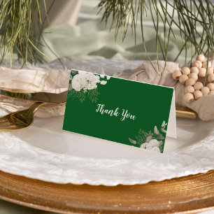 Winter Floral   Green Wedding Thank You Card