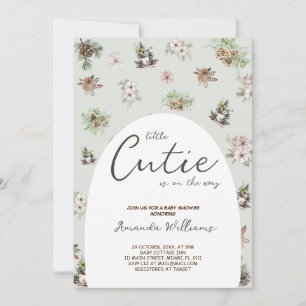 Winter Floral Greenery Baby Shower Invitation