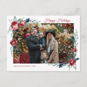 Winter Floral Greenery Christmas Photo Postcard