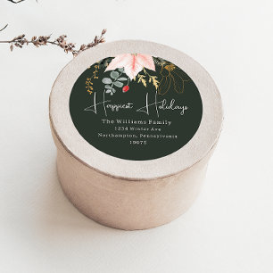 Winter Floral Happiest Holidays Envelope Seals