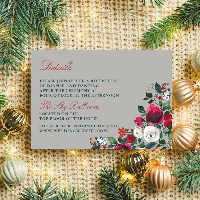 Winter Floral Holiday Christmas December Wedding Enclosure Card (Creator Uploaded)