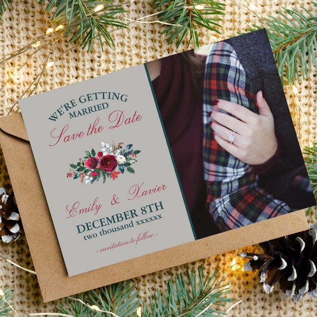 Winter Floral Holiday Christmas Save The Date (Creator Uploaded)