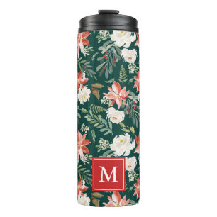 Winter Floral   Holiday Monogram Thermal Tumbler