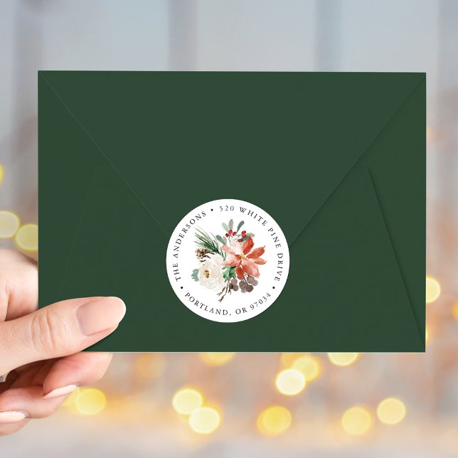 Winter Floral Holiday Return Address Labels (Creator Uploaded)