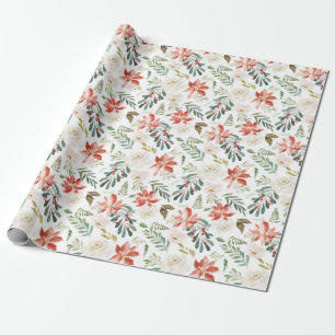 Winter Floral Holiday Wrapping Paper