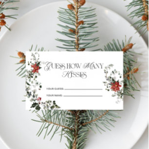 Winter Floral How Many Kisses Bridal Game Enclosure Card