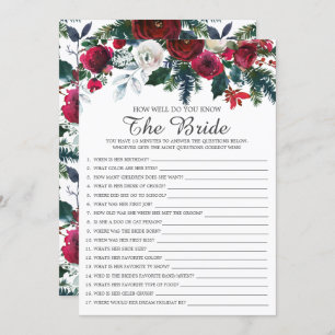 Winter Floral How Well Do You Know The Bride Game Invitation