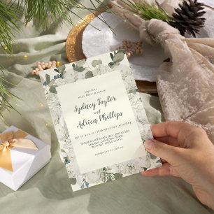 Winter Floral Ivory Casual Wedding Invitation