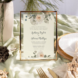 Winter Floral   Ivory Formal Wedding Invitation